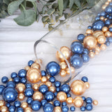 Captivating Navy Blue and Gold Faux Pearl Beads Vase Fillers