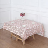 Add a Touch of Opulence with the Rose Gold Sequin Leaf Embroidered Seamless Tulle Table Overlay