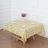 Make a Statement with the Gold Sequin Leaf Embroidered Seamless Tulle Table Overlay